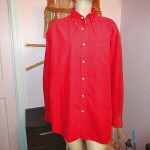 Vtg John Ashford Red Corduroy Shirt Men's Size L Button Down Long Sleeve Pinwale